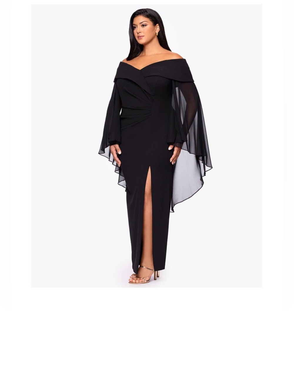 XSCAPE
Plus-Size Long Caped Scuba Dress - Picture 3 of 7